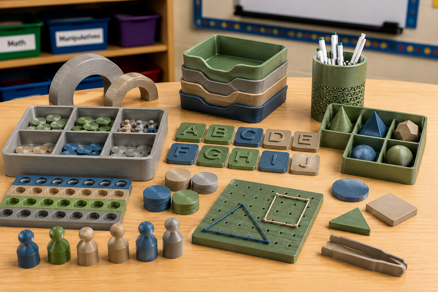3D printed educational manipulatives and classroom learning tools